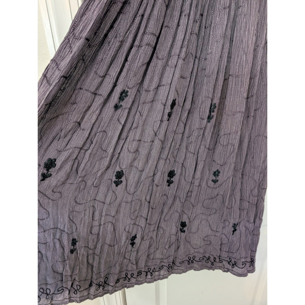 MPH Womens Small Purple Crinkle Rayon Embroidered Boho Maxi Dress ren faire - Picture 6 of 7